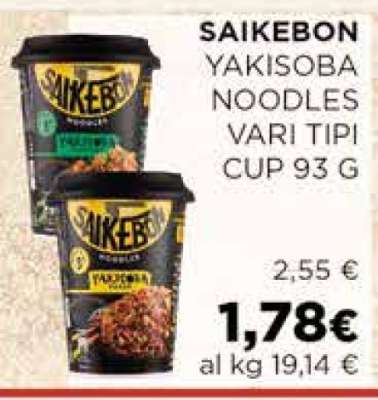 SAIKEBON YAKISOBA NOODLES VARI TIPI CUP 93 G