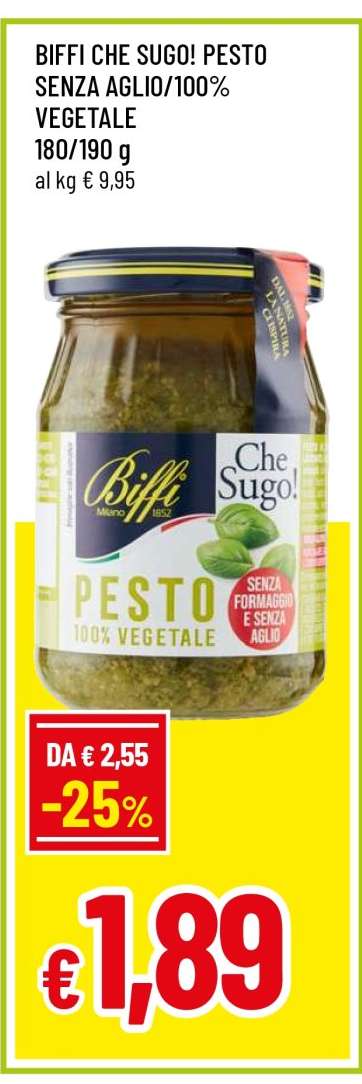 BIFFI CHE SUGO! PESTO SENZA AGLIO/100% VEGETALE