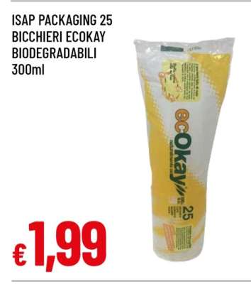 ISAP PACKAGING 25 BICCHIERI ECOKAY BIODEGRADABILI 300ml