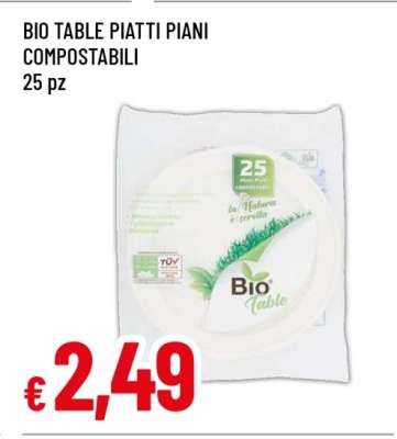 Bio Table Piatti Piani Compostabili