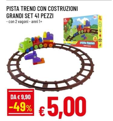 PISTA TRENO CON COSTRUZIONI GRANDI SET 41 PEZZI