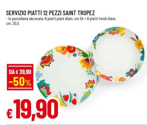 SERVIZIO PIATTI 12 PEZZI SAINT TROPEZ