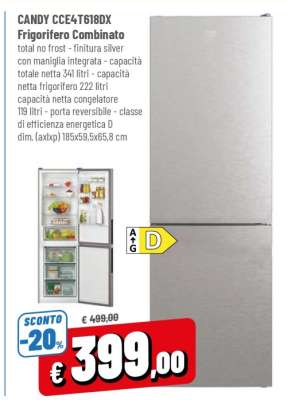 CANDY CCE4T618DX Frigorifero Combinato