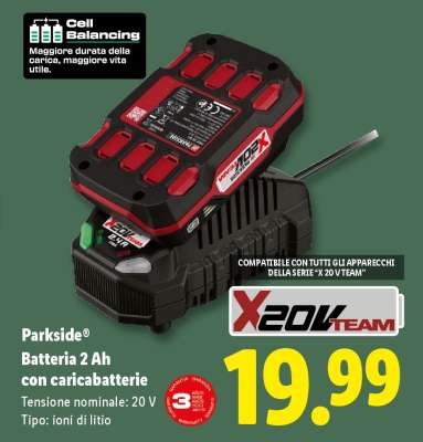 PARKSIDE® Batteria 2 Ah con caricabatterie