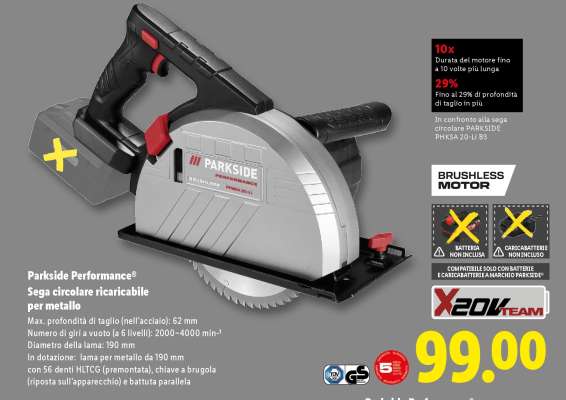 PARKSIDE PERFORMANCE® Sega circolare ricaricabile per metallo