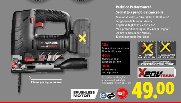 Parkside Performance® Seghetto a pendolo ricaricabile