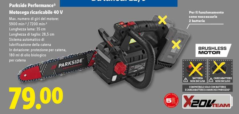 Parkside Performance Motosega ricaricabile 40 V
