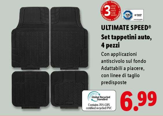 ULTIMATE SPEED® Set tappetini auto, 4 pezzi