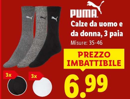 Puma Calze da uomo e da donna, 3 paia