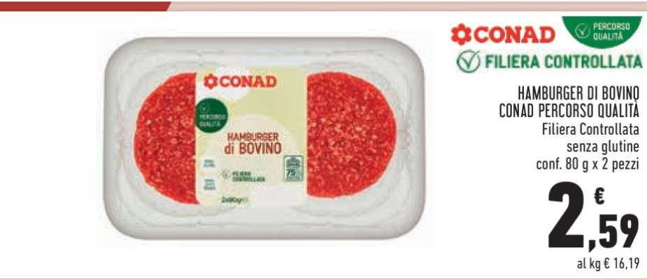 HAMBURGER DI BOVINO CONAD PERCORSO QUALITA'