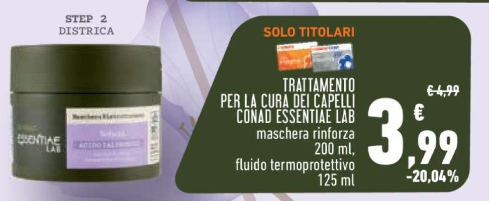 TRATTAMENTO PER LA CURA DEI CAPELLI CONAD ESSENTIAE LAB