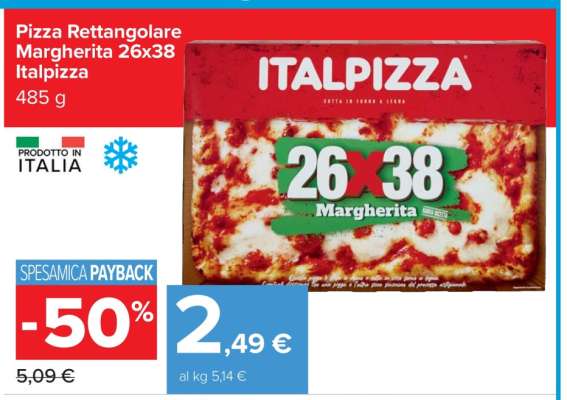 Pizza Rettangolare Margherita 26x38 Italpizza