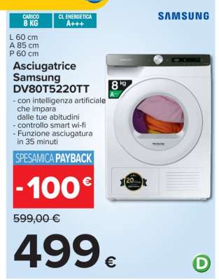 Asciugatrice Samsung DV80T5220TT