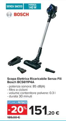 Scopa Elettrica Ricaricabile Senza Fili Bosch BCS611P4A