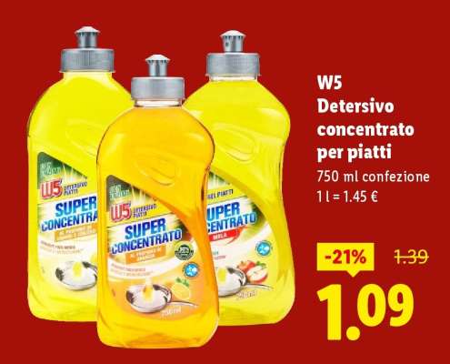 W5 Detersivo concentrato per piatti