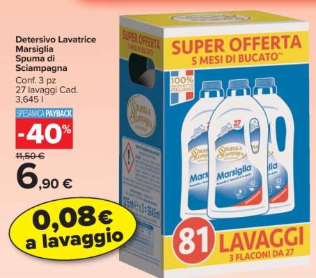 Detersivo Lavatrice Marsiglia Spuma di Sciampagna