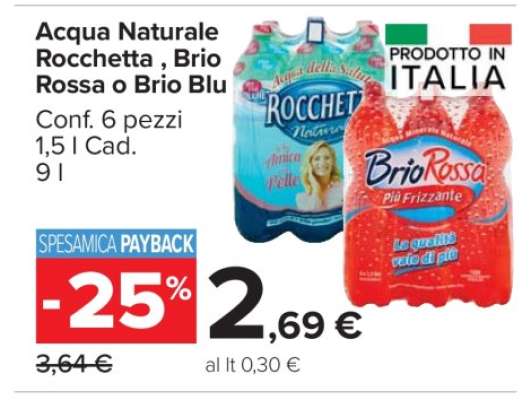 Acqua Naturale Rocchetta, Brio Rossa o Brio Blu
