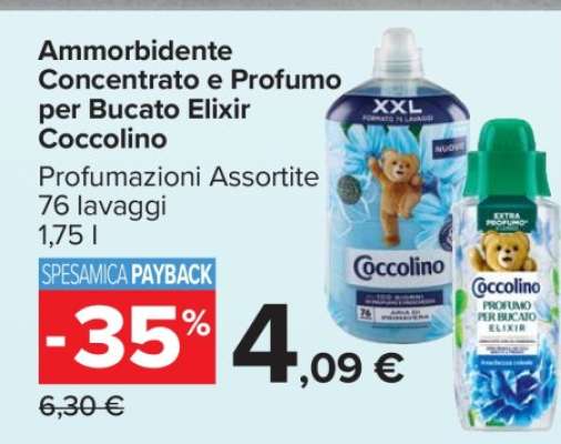 Ammorbidente Concentrato e Profumo per Bucato Elixir Coccolino