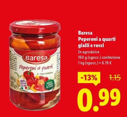 Baresa Peperoni a quarti gialli e rossi