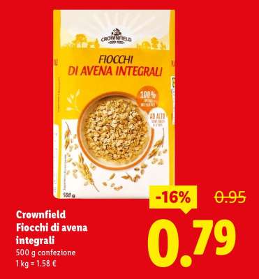 Crownfield Fiocchi di avena integrali