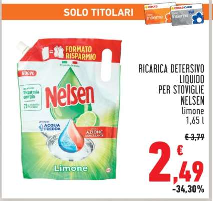 RICARICA DETERSIVO LIQUIDO PER STOVIGLIE NELSEN Limone