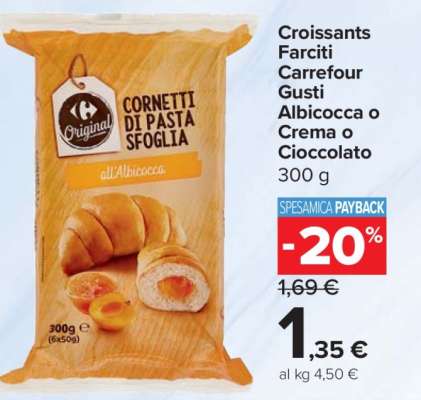 Croissants Farciti Carrefour Gusti Albicocca o Crema o Cioccolato