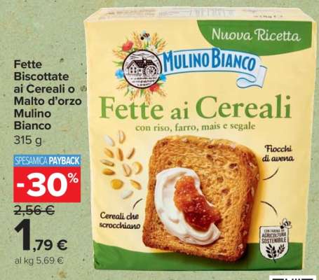 Fette Biscottate ai Cereali o Malto d’orzo Mulino Bianco