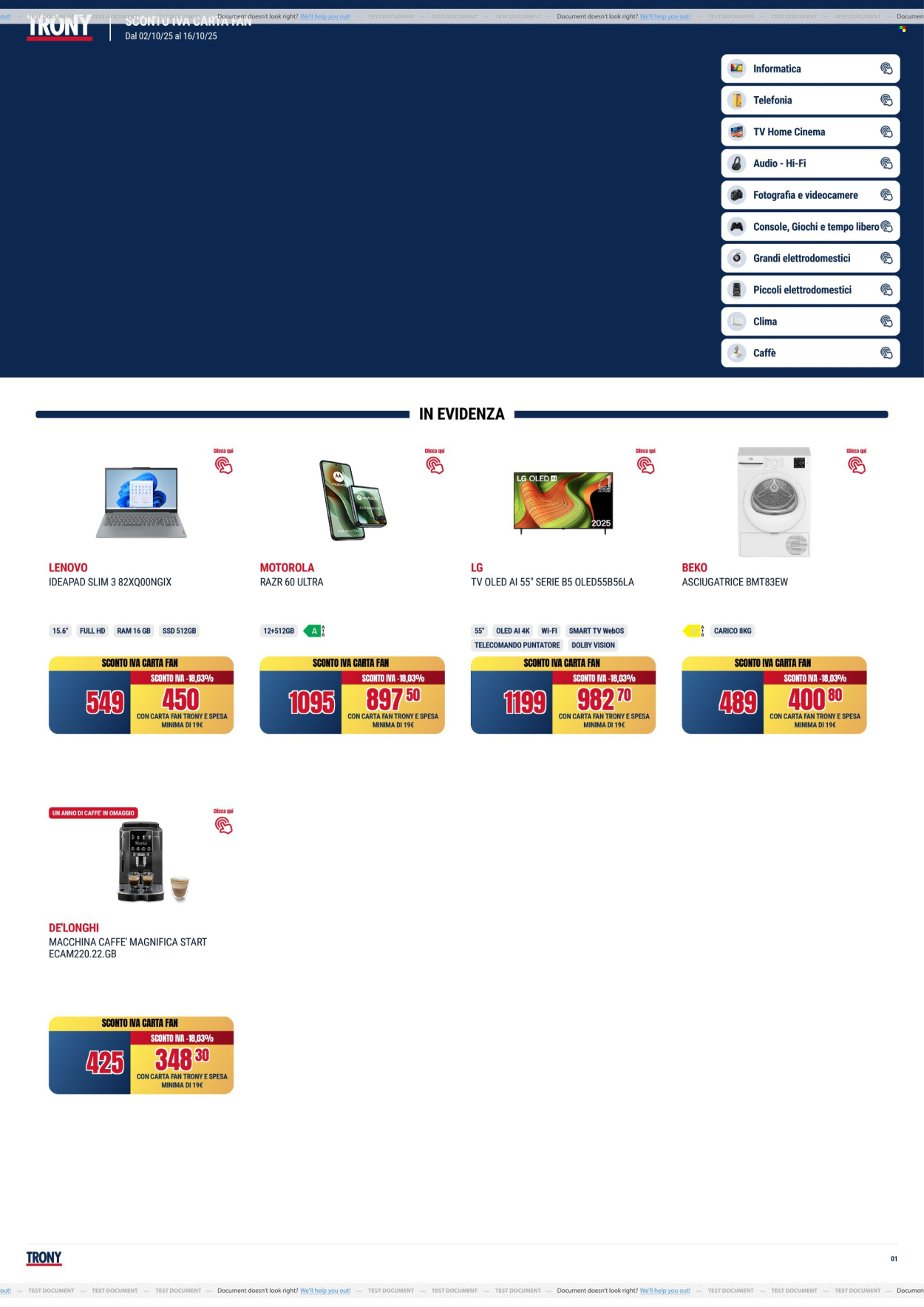 Volantino Trony - 2/10/2025 - 16/10/2025. Pagina 1