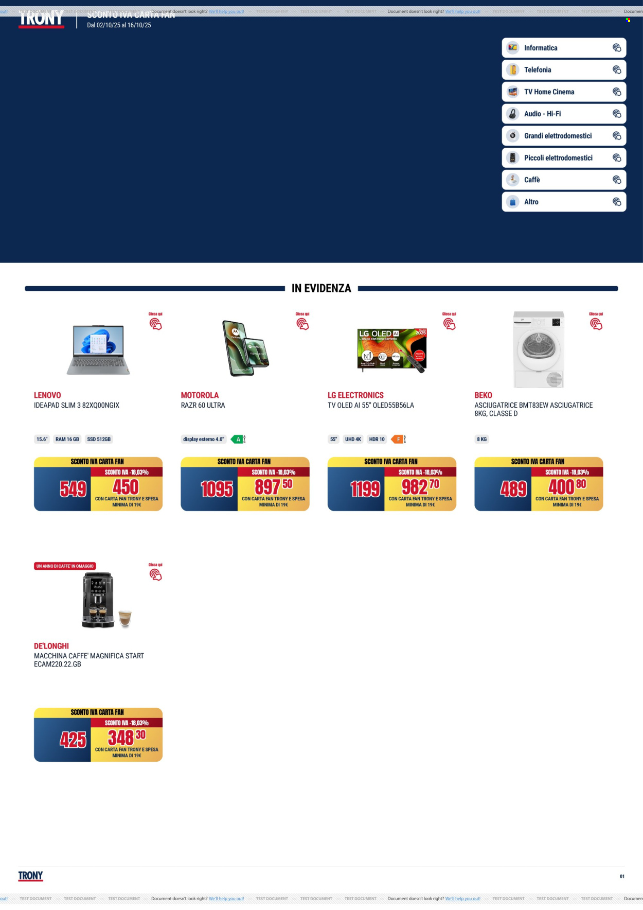 Volantino Trony - 2/10/2025 - 16/10/2025. Pagina 1