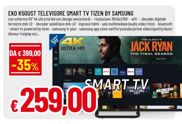 EKO K50UST TELEVISORE SMART TV TIZEN BY SAMSUNG