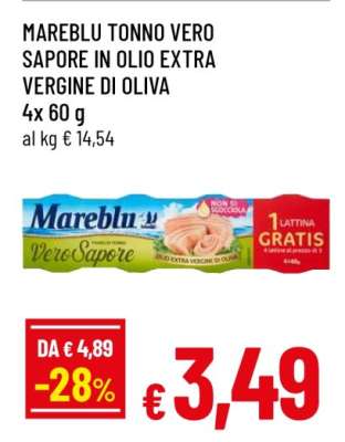 MAREBLU TONNO VERO SAPORE IN OLIO EXTRA VERGINE DI OLIVA