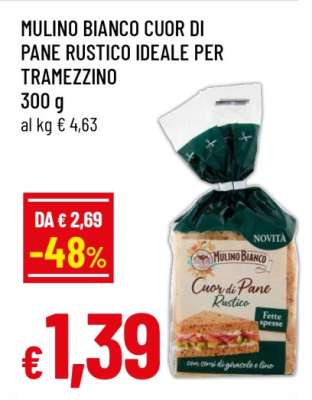 MULINO BIANCO CUOR DI PANE RUSTICO IDEALE PER TRAMEZZINO