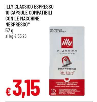 ILLY CLASSICO ESPRESSO 10 CAPSULE COMPATIBILI CON LE MACCHINE NESPRESSO