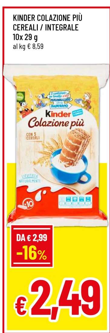 KINDER COLAZIONE PIÙ CEREALI / INTEGRALE