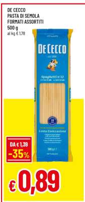 DE CECCO PASTA DI SEMOLA FORMATI ASSORTITI