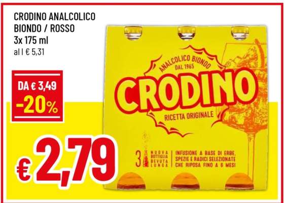 Crodino Analcolico Biondo/Rosso
