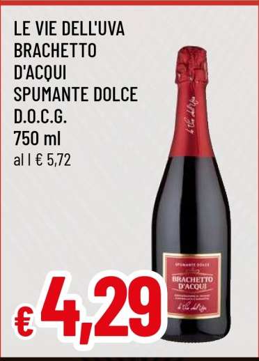 LE VIE DELL'UVA BRACHETTO D'ACQUI SPUMANTE DOLCE D.O.C.G.
