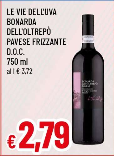 LE VIE DELL'UVA BONARDA DELL'OLTREPÒ PAVESE FRIZZANTE D.O.C.