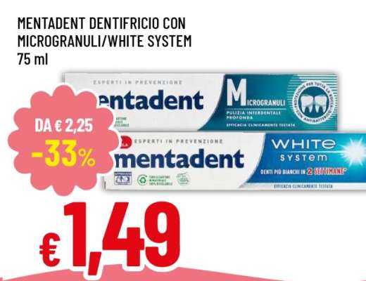 MENTADENT DENTIFRICIO CON MICROGRANULI/WHITE SYSTEM
