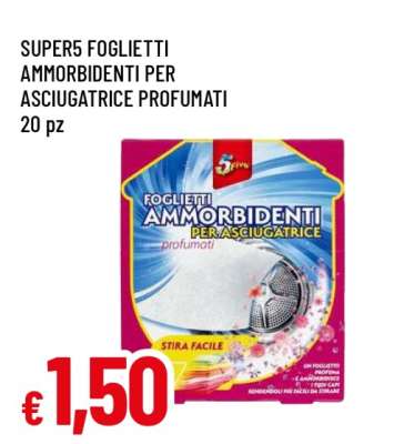 SUPER5 FOGLIETTI AMMORBIDENTI PER ASCIUGATRICE PROFUMATI