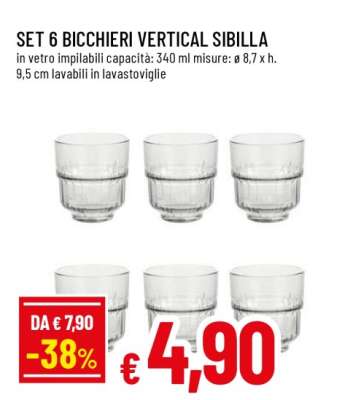 SET 6 BICCHIERI VERTICAL SIBILLA