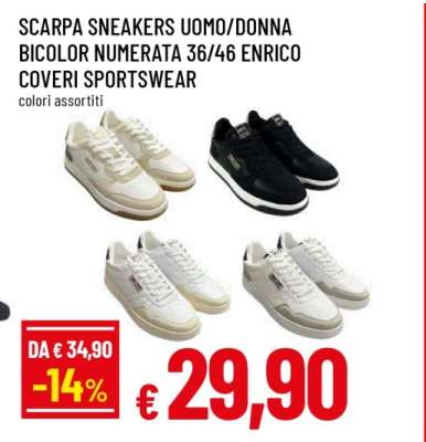 SCARPA SNEAKERS UOMO/DONNA BICOLOR NUMERATA 36/46 ENRICO COVERI SPORTSWEAR