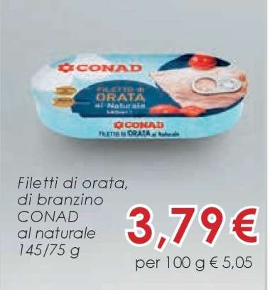 Filetti di orata, di branzino CONAD al naturale
