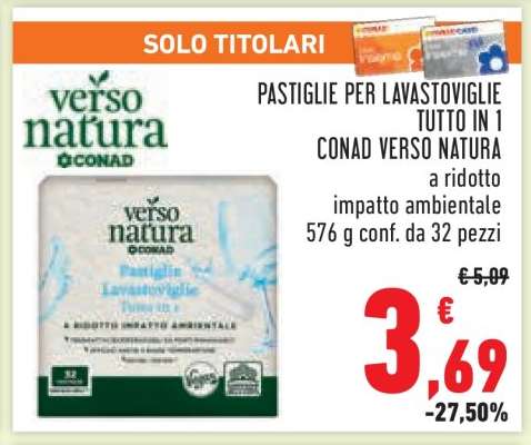 Pastiglie per lavastoviglie tutto in 1 Conad Verso Natura