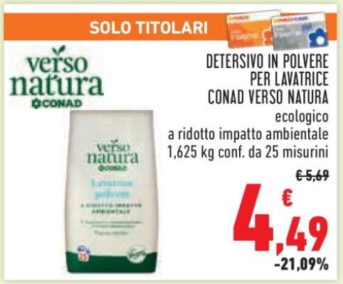 Detersivo in polvere per lavatrice Conad Verso Natura