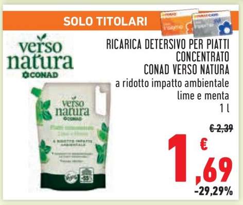 RICARICA DETERSIVO PER PIATTI CONCENTRATO CONAD VERSO NATURA
