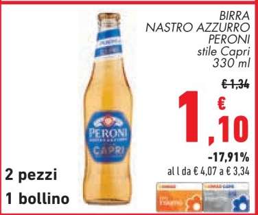 BIRRA NASTRO AZZURRO PERONI stile Capri 330 ml