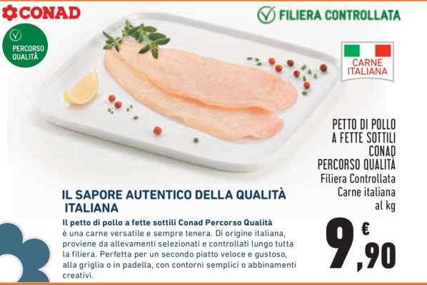 PETTO DI POLLO A FETTE SOTTILI CONAD PERCORSO QUALITÀ