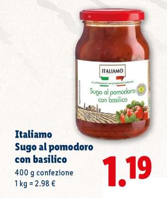 Italiano Sugo al pomodoro con basilico
