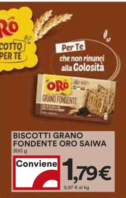 BISCOTTI GRANO FONDENTE ORO SAIWA